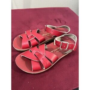 Girls Salt Water Leather Sandals By Hoy Sun-San Swimmer Red 12